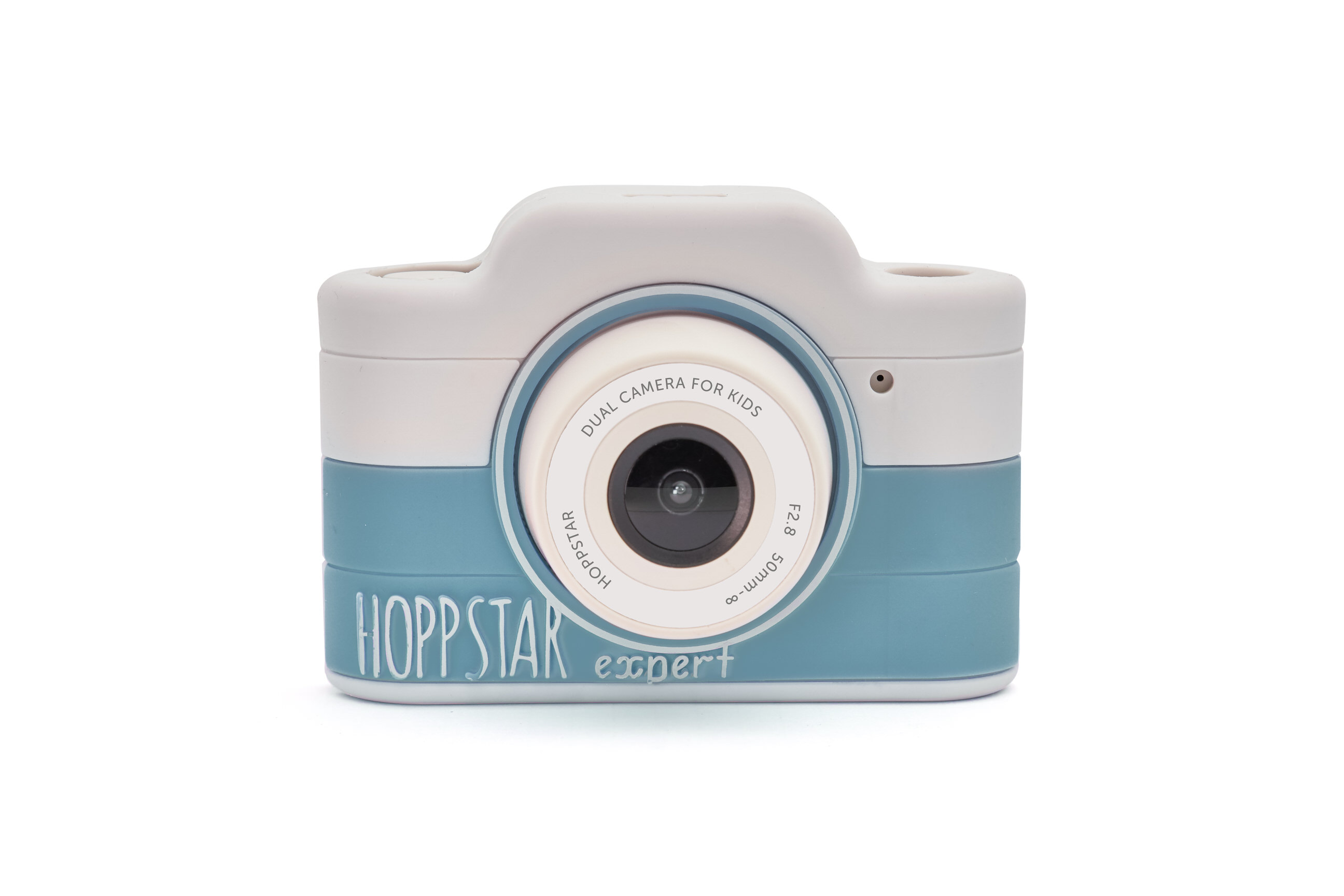 Hoppstar Expert Kamera mit Yale (blau/weiß) Silikonhülle, Frontalansicht