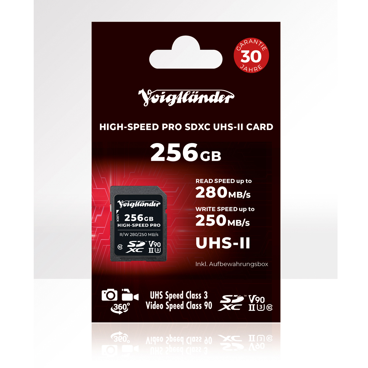 Voigtländer SDXC 256GB High Speed V90 Verpackung