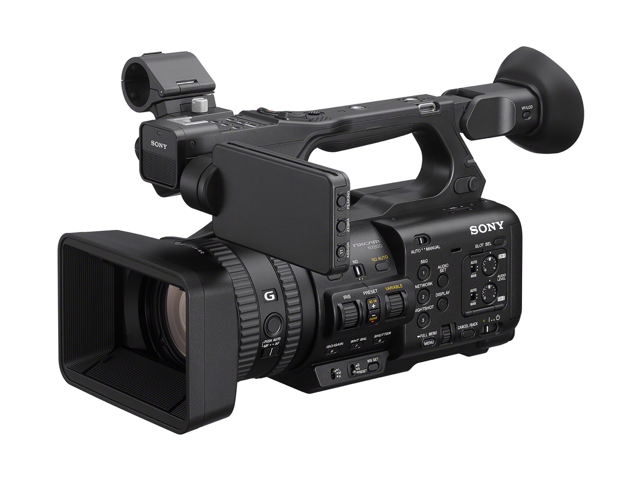 Sony HXR-NX800 Camcorder, Ansicht von Schräg vorne