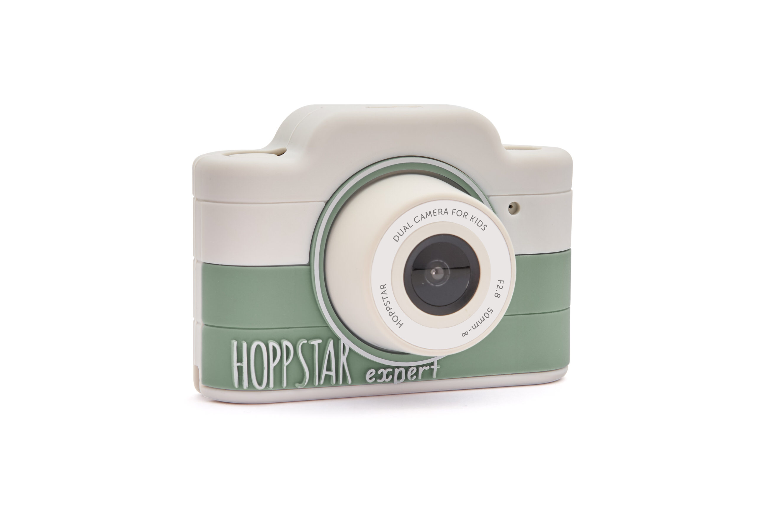Hoppstar Expert Kamera mit Laurel (grün/weiß) Silikonhülle, Frontalansicht leicht schräg