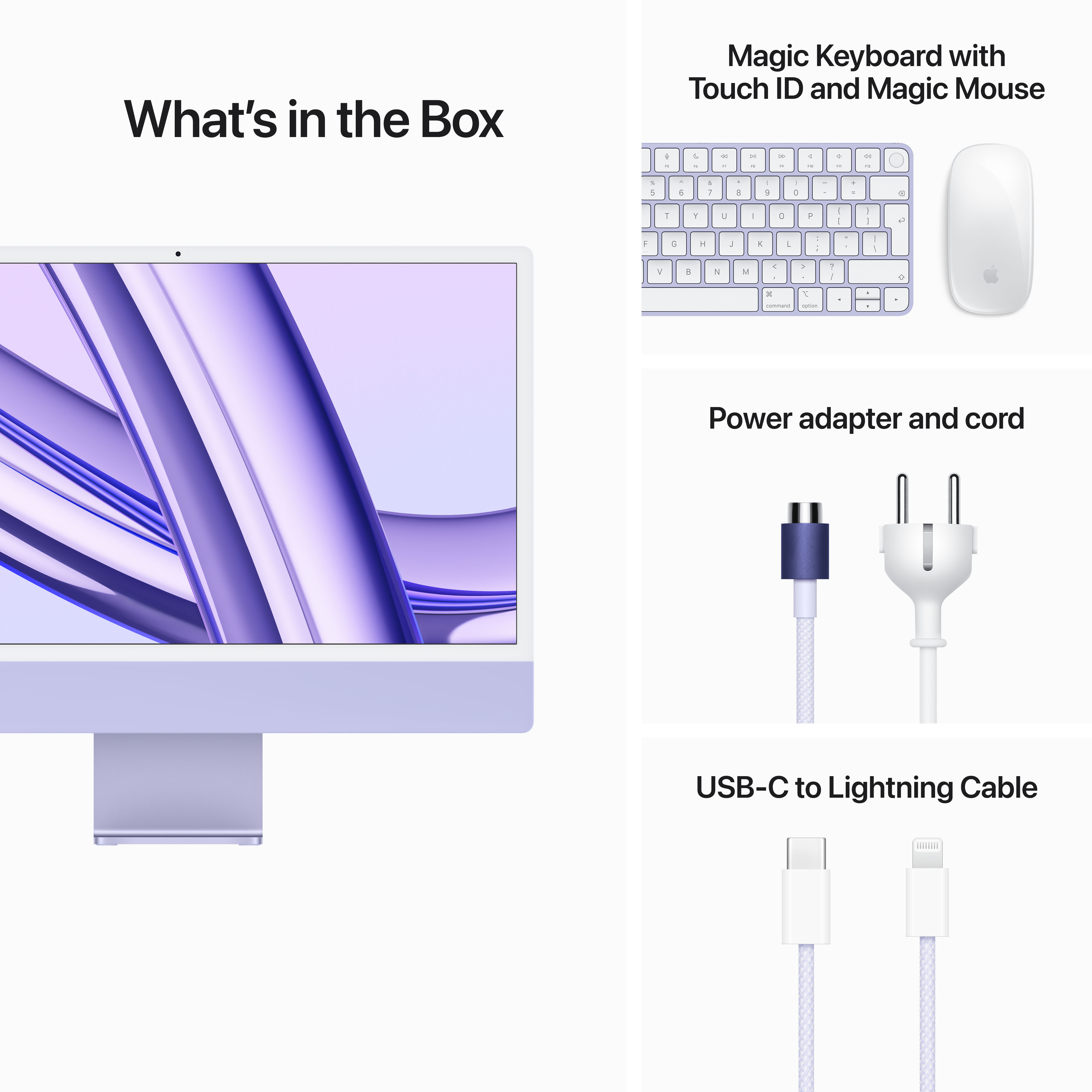 iMac 24'' 4.5K Retina M3 / 8 Core CPU / 10 Core GPU / 8 GB RAM / 512GB SSD / Violett