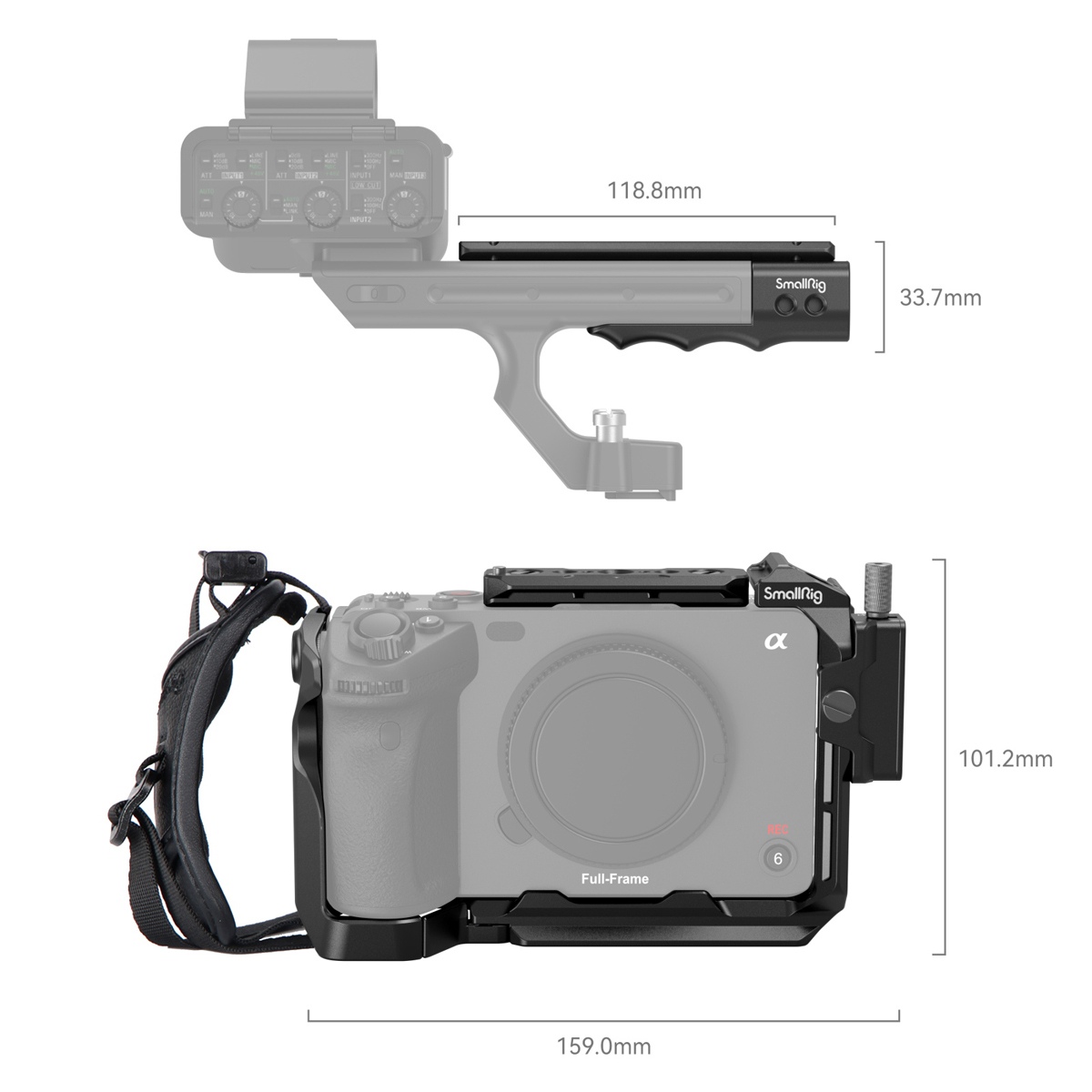 4184 Handheld Cage Kit für Sony FX30/FX3 Abmessungen