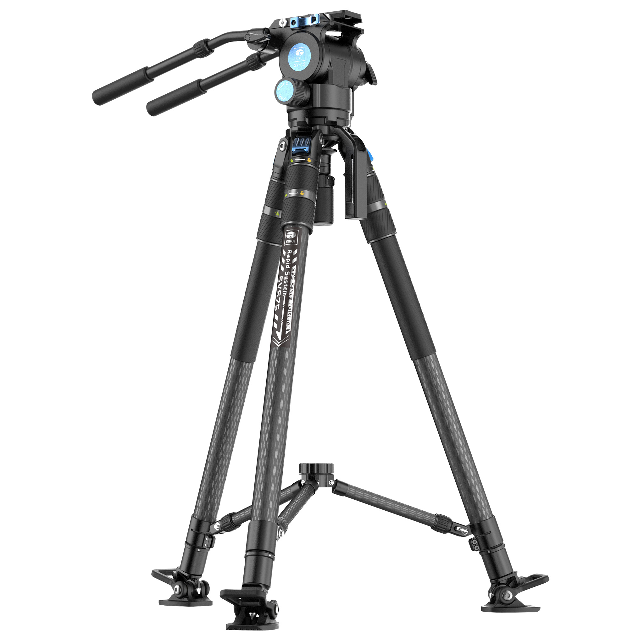 SVS75+SVH15 Kohlefaser Tripod Kit, Stativ mit Stativkopf