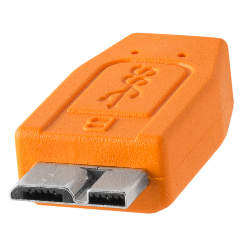 TetherPro USB-Datenkabel - USB-C auf USB 3.0 Micro-B (4,6m, gerader Stecker, orange)