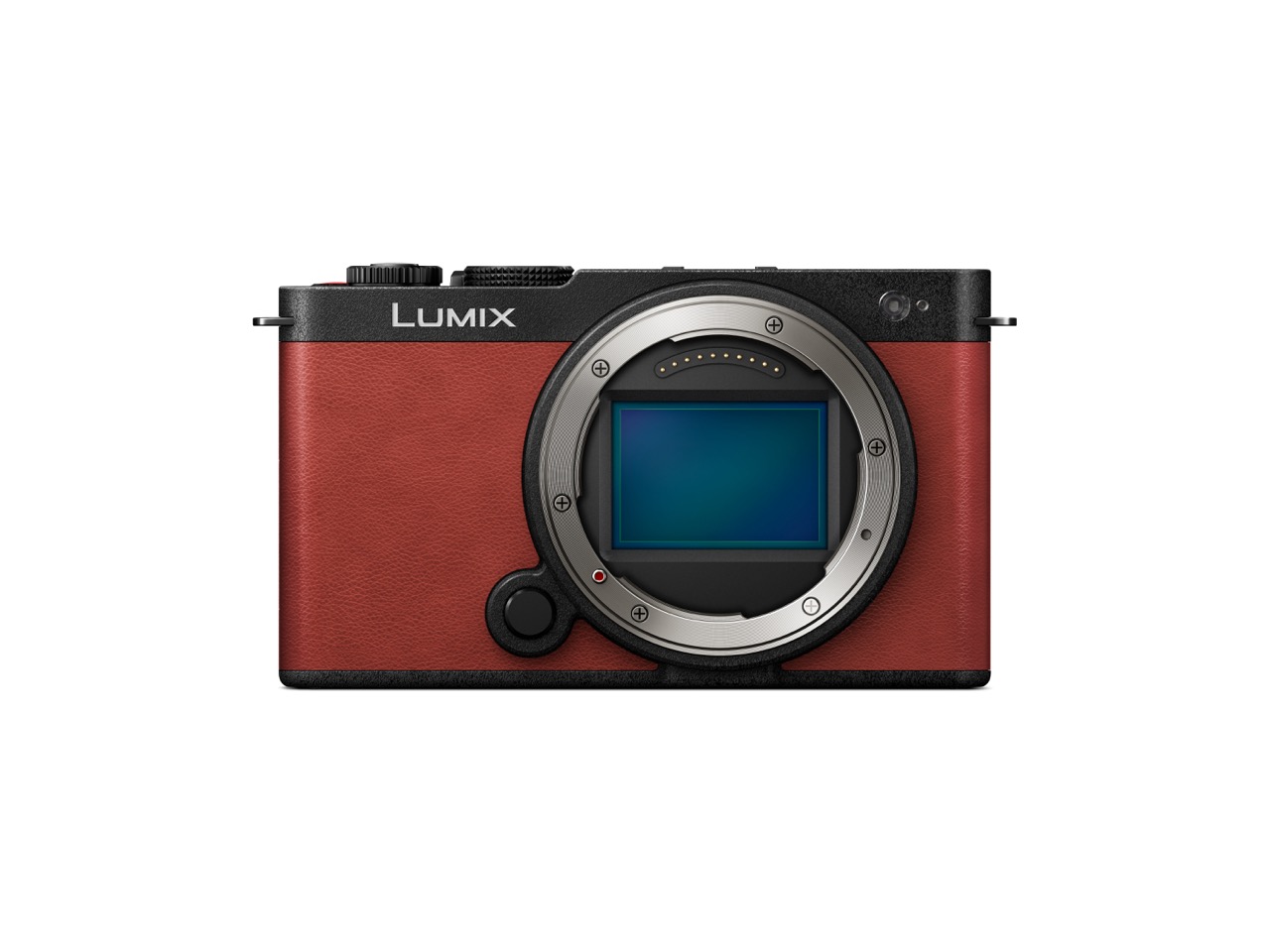 Panasonic Lumix DC-S9 Gehäuse in der Farbe Crimson Red, Frontalansicht