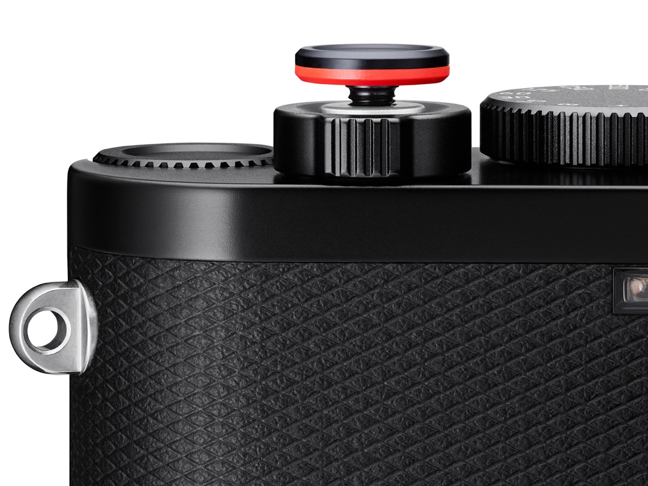 Leica Soft Release Button in Schwarz auf Kamera