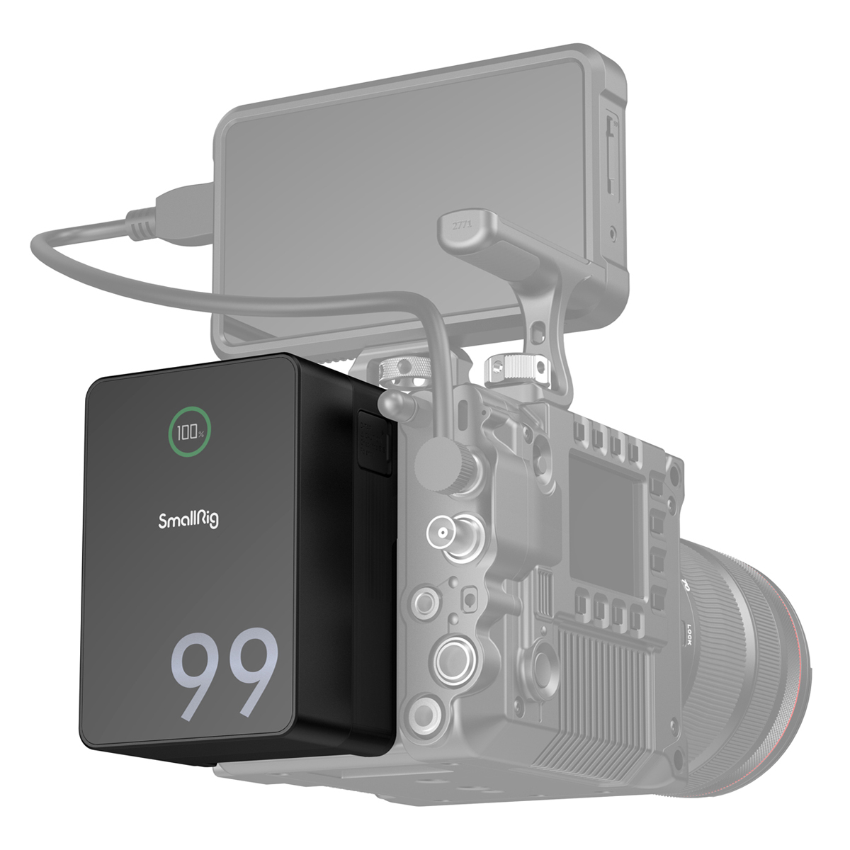 SmallRig 4292 VB99 Pro Mini V-Mount Akku, Anwendungsbeispiel auf Kamera