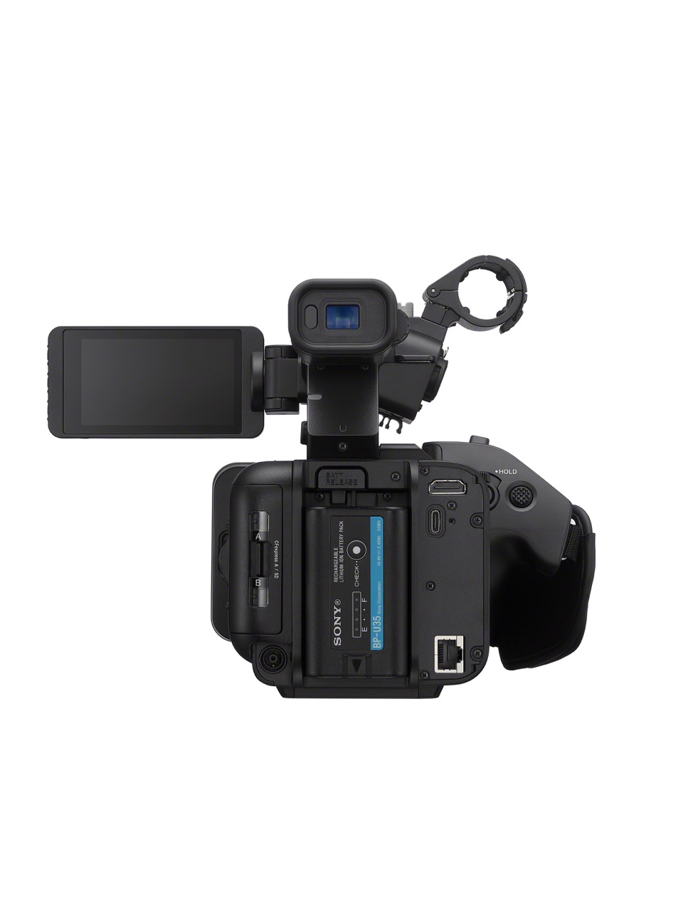 Sony HXR-NX800 Camcorder, Ansicht von hinten