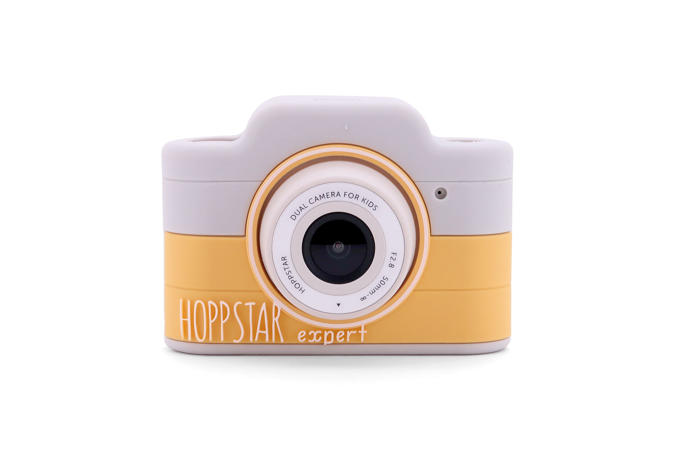 Hoppstar Expert Kamera mit Citron (gelb/weiß) Silikonhülle, Frontalansicht