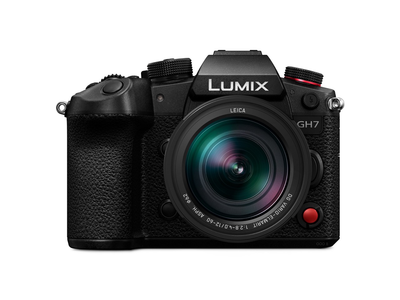 Panasonic Lumix DC-GH7 Kamera mit Leica 12-60mm Objektiv von vorne