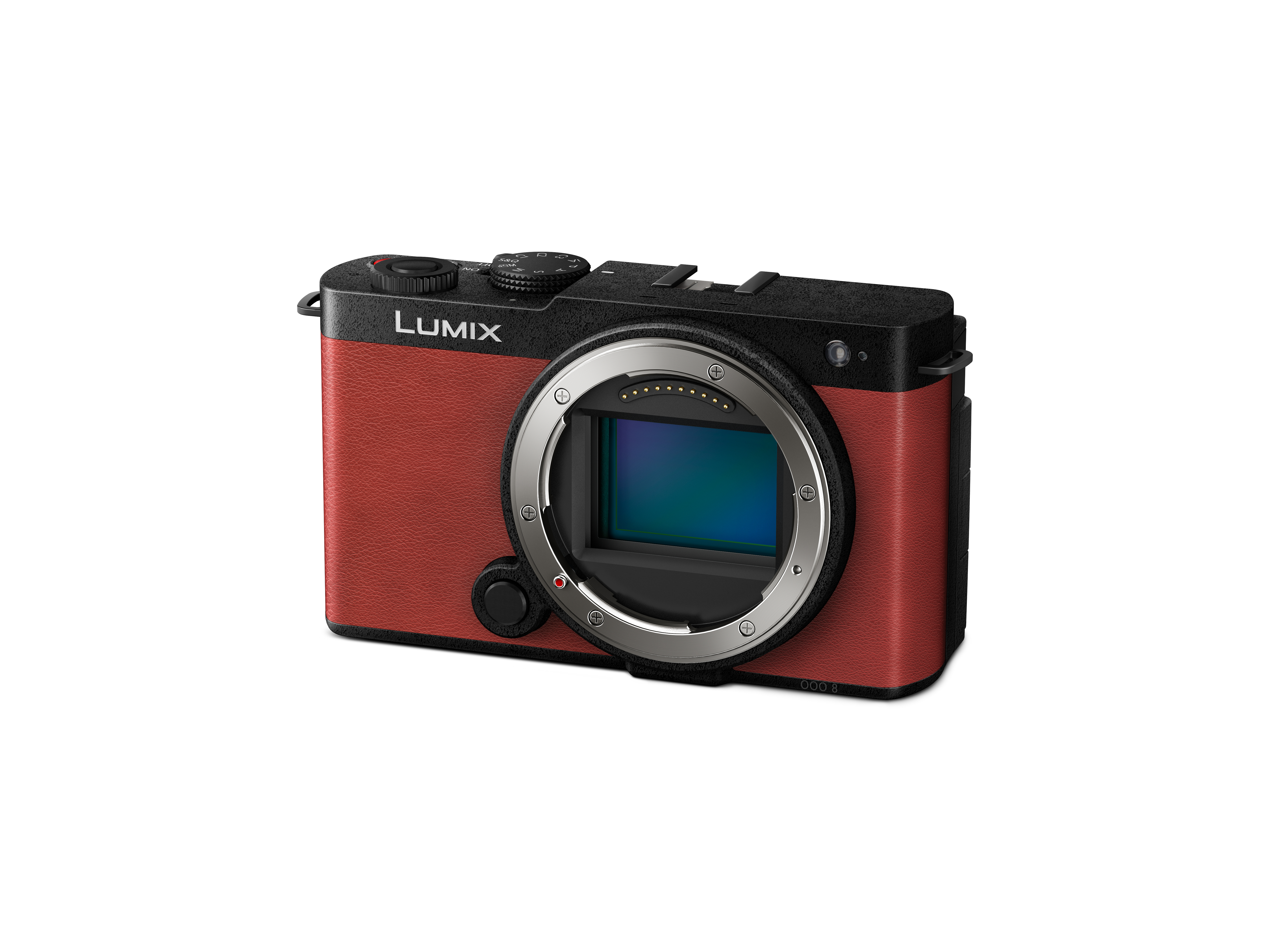 Panasonic Lumix DC-S9 Gehäuse in der Farbe Crimson Red,  Ansicht Frontal leicht schräg