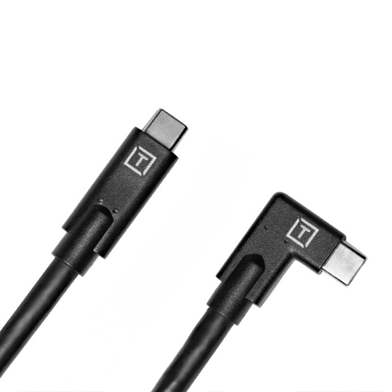TetherPro USB-Datenkabel für USB-C an USB-C (schwarz, rechtsgewinkelt, 4,6 m)