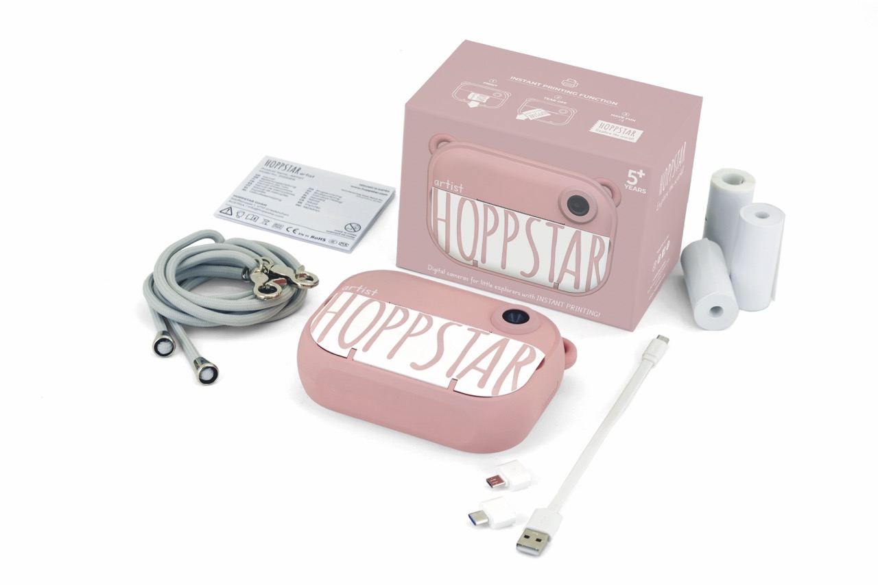 Hoppstar Artist Sofortbildkamera in der Farbe Blush (rosa), kompletter Lieferumfang