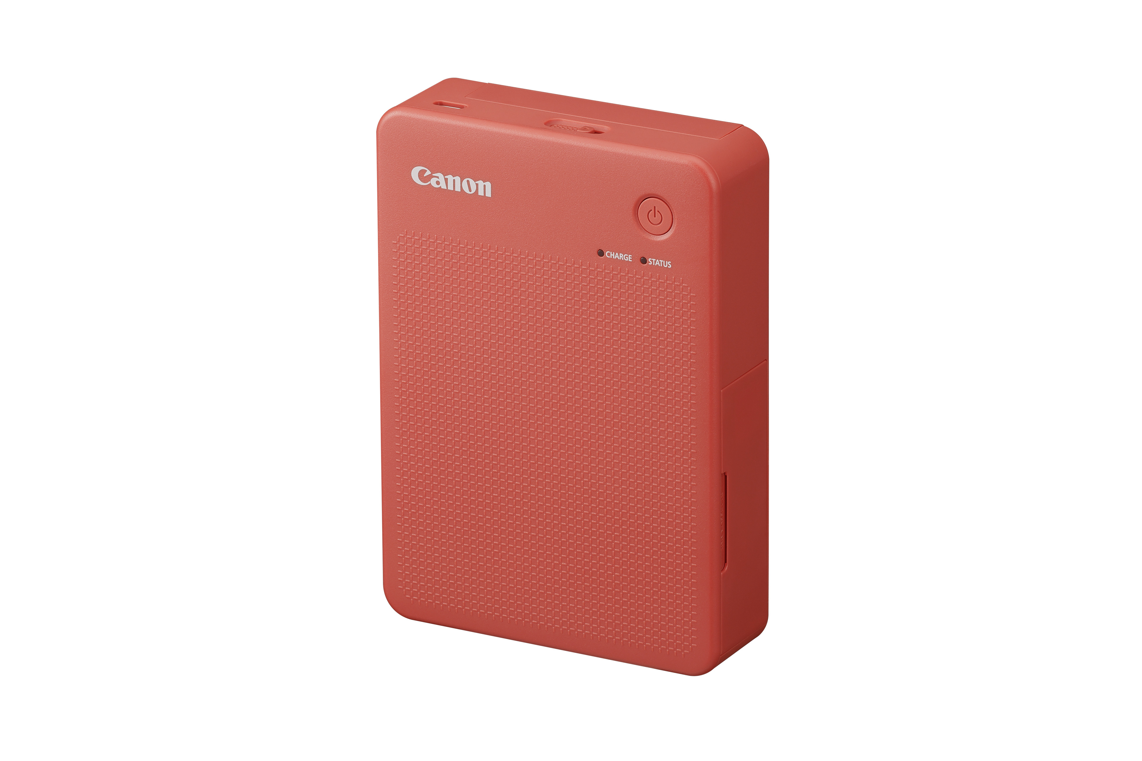 Canon Selphy X20 Mobiler Fotodrucker in der Farbe Terrakotta, Stehend Schräg mit der Linken Seite leicht sichtbar