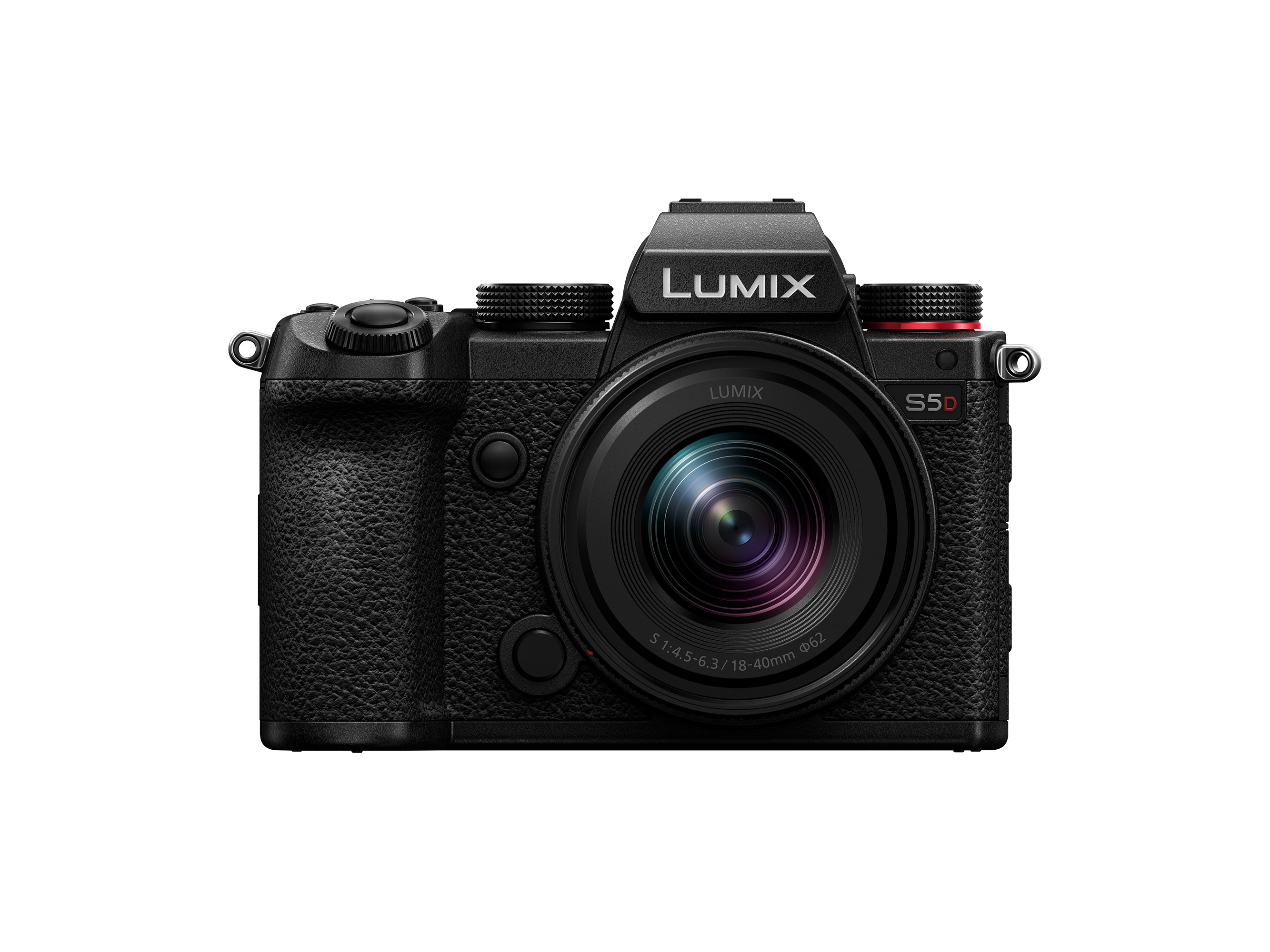 Panasonic Lumix DC-S5D Systemkamera mit 18-40mm Objektiv, Frontalansicht