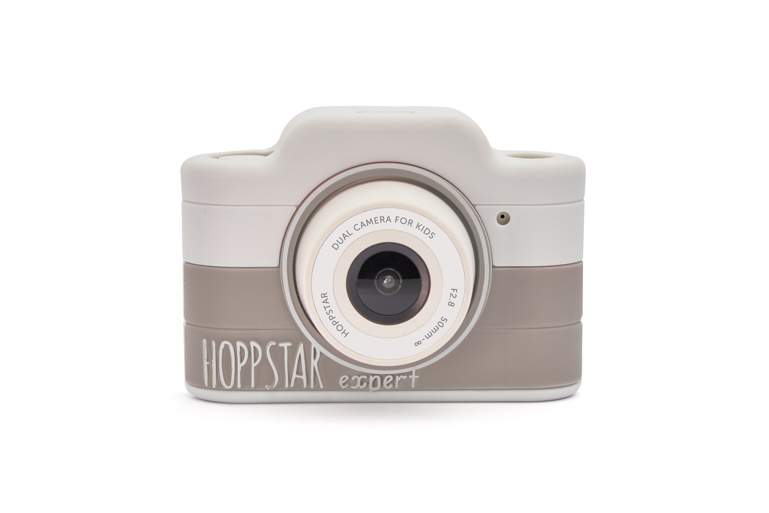 Hoppstar Expert Kamera mit Siena (braun/weiß) Silikonhülle, Frontalansicht