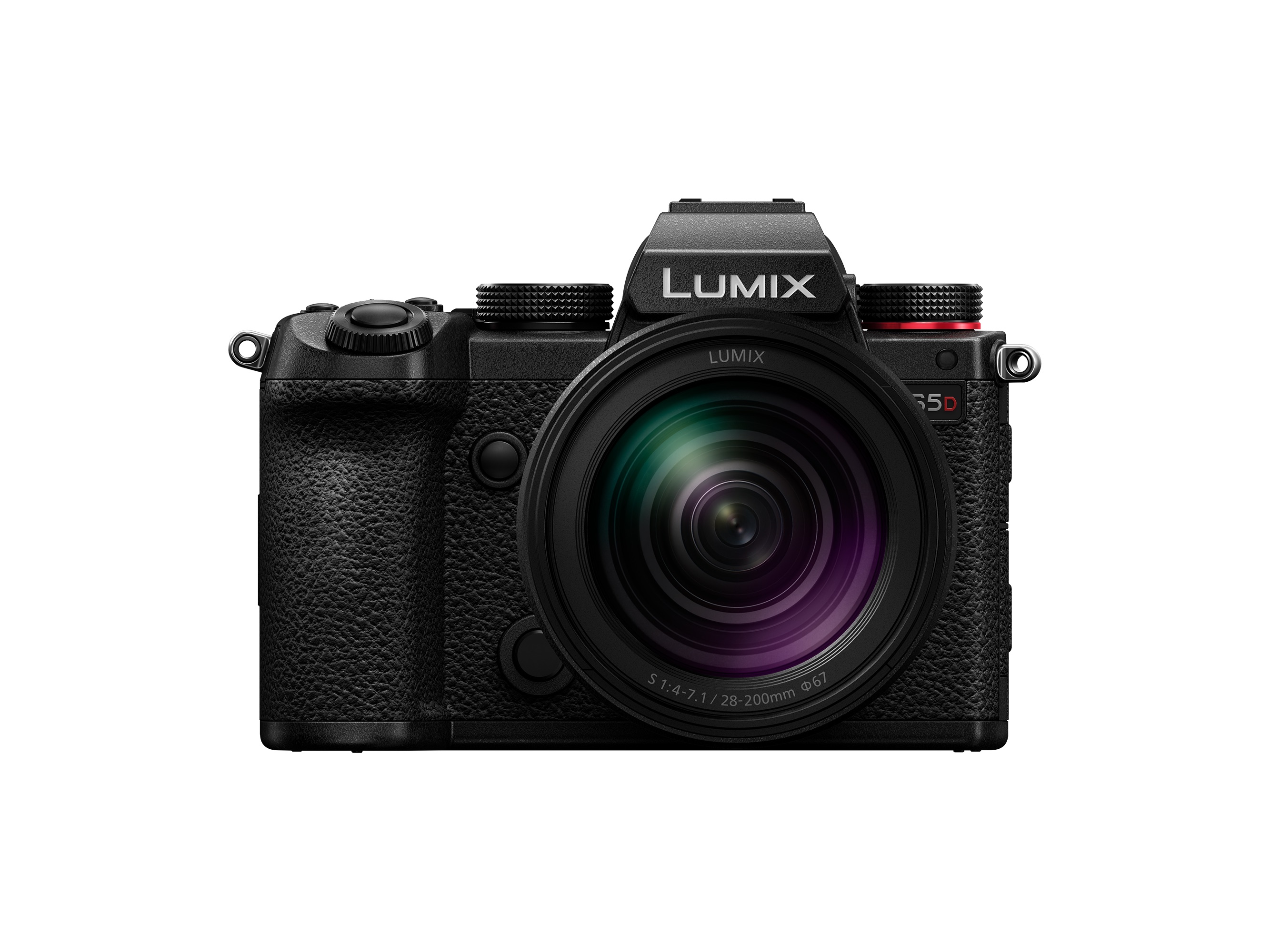 Panasonic Lumix DC-S5D Systemkamera mit 28-200mm Objektiv, Frontalansicht