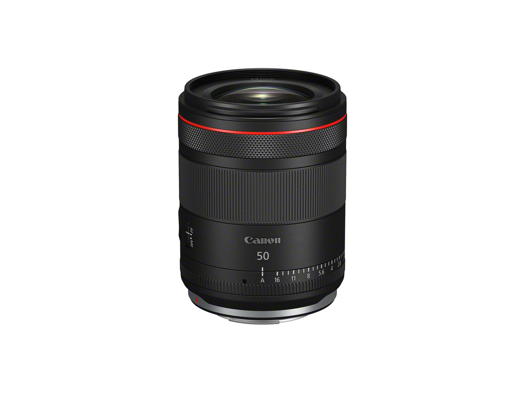 Canon RF 50mm F1.4L VCM Objektiv Stehend Frontal leicht Schräg