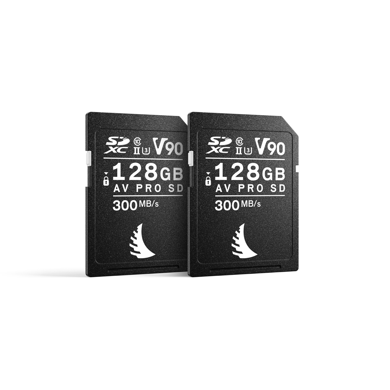 Angelbird Match Pack V90 MKII 128GB AV PRO SD Speicherkarten, 2 Karten schräg