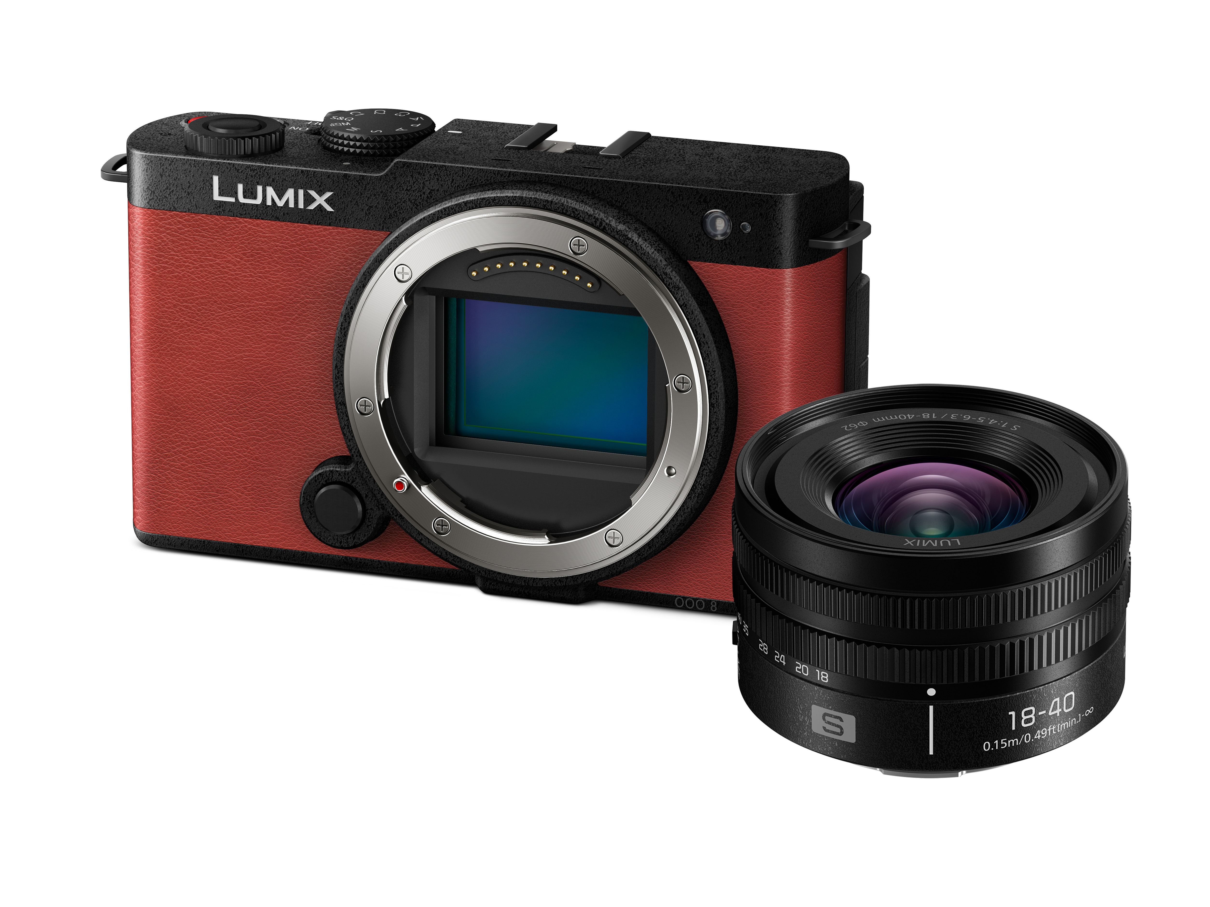 Panasonic Lumix DC-S9 in der Farbe Rot mit Lumix S 18-40mm Objektiv